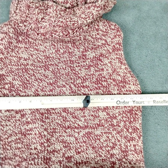 Vintage Y2K Chunky Sweater Women M Red Speckle Knit Turtleneck Sleeveless Preppy - Picture 5 of 9